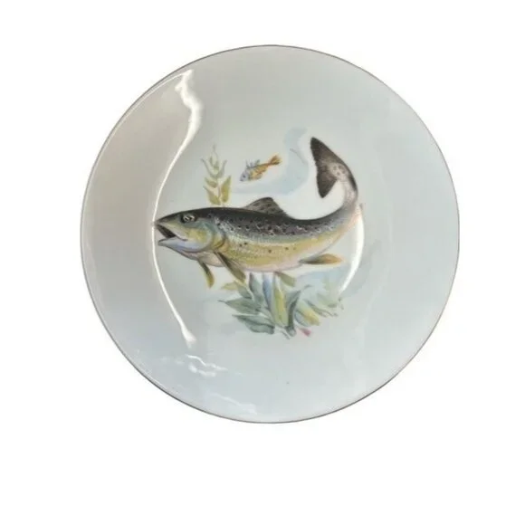 Set Of 6 Vintage Neiman Marcus Germany 9.5" Fish Plates. - Picture 4 of 8